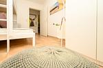 Schlafzimmer mit Hochbett - Deichpoofe -  Wohnung 1-06 - Top-Hundeurlaub