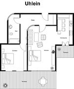 Grundriss - 2-Raum-Wohnung Uhlein - Top-Hundeurlaub