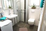 Badezimmer mit Waschmaschine - Ferienwohnung Lohr am Deich - Top-Hundeurlaub