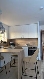 Küche / Küchenzeile - Hus op de Wurth Ferienwohnung Seeblick - Top-Hundeurlaub