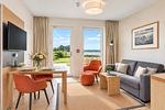 Wohnzimmer - Ferienwohnung Goldammer 03 im Wreecher Idyll Rügen - Top-Hundeurlaub
