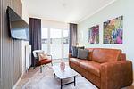 Wohnzimmer - Beach Apartment 3 mit Balkon, Gemeinschaftssauna und Grillplatz - Top-Hundeurlaub