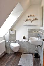 Badezimmer - Ferienwohnung Vadders Hof Risum-Lindholm - Top-Hundeurlaub