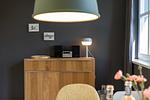 Modernes Wohnzimmer mit Holzschrank und Dekoration - Haus am Schilf - Wohnung 6 - Top-Hundeurlaub
