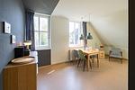 Heller Wohnbereich mit Esstisch und Stühlen - Haus am Schilf - Wohnung 6 - Top-Hundeurlaub