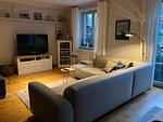 Gemütliches Wohnzimmer mit Sofa und Fernseher - Worpswede - Top-Hundeurlaub