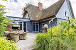 Terrasse mit Gartenmöbeln und Grünpflanzen - Freischwimmer - Top-Hundeurlaub
