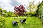 Einladender Garten mit Liegen und Baum - Binnendieck - Top-Hundeurlaub