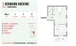Grundriss eines Ferienhauses mit Schlafzimmer und Terrasse - Strandleben 03 - Hermann Abeking - Top-Hundeurlaub