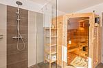 Badezimmer - Ferienhaus Strandmöwe EG mit Sonnenterrasse und Sauna - Top-Hundeurlaub