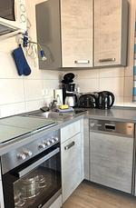 Küche / Küchenzeile - Ferienwohnung Möwe am Achterwasser Lütow Usedom - Top-Hundeurlaub