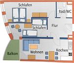 Grundriss - FeWo D1.4 - Top-Hundeurlaub