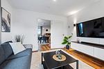 Wohnzimmer - Ferienwohnung Stranddüne Rosenhagen bei Travemünde - Top-Hundeurlaub