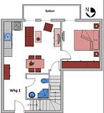 Grundriss - Appartement Dorfleben 1 - Top-Hundeurlaub