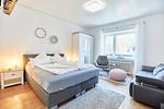 Schlafzimmer - Haus Amelie - Ferienwohnung Lütje Amelie - Top-Hundeurlaub