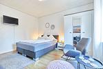 Schlafzimmer - Haus Amelie - Ferienwohnung Lütje Amelie - Top-Hundeurlaub