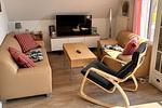 Wohnzimmer - FeWo OG: Balkon, Wallbox kostenfrei - Top-Hundeurlaub