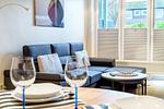 Appartementhaus Meeresbucht Whg. 3, Blick vom Essbereich ins Wohnzimmer - Ferienwohnung Appartementhaus Meeresbucht Whg. 3 - Top-Hundeurlaub