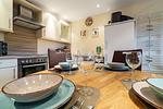 Appartementhaus Meeresbucht Whg. 2, Blick in die Küche - Ferienwohnung Appartementhaus Meeresbucht Whg. 2 - Top-Hundeurlaub