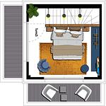 Grundriss - Ferienwohnung mit 1 Schlafzimmer und Balkon zur Seeseite (S16) - Top-Hundeurlaub