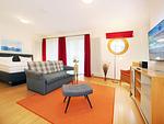 Wohnzimmer - 1-Raum-Ferienwohnung mit Terrasse (DG23) - Top-Hundeurlaub