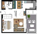 Grundriss - 1-Raum-Ferienwohnung mit Balkon zur Seeseite (S11) - Top-Hundeurlaub