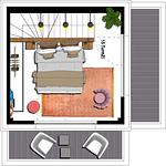 Grundriss - Ferienwohnung mit 1 Schlafzimmer und Balkon zur Seeseite (S15) - Top-Hundeurlaub