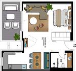 Grundriss - 1-Raum-Ferienwohnung mit Balkon zur Seeseite (S10) - Top-Hundeurlaub