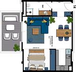 Grundriss - 1-Raum-Ferienwohnung mit Balkon zur Seeseite (S14) - Top-Hundeurlaub