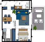 Grundriss - 1-Raum-Ferienwohnung mit Balkon zur Seeseite (S13) - Top-Hundeurlaub