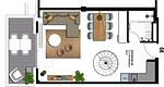 Grundriss - Ferienwohnung mit 1 Schlafzimmer und Balkon (S8) - Top-Hundeurlaub
