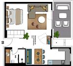 Grundriss - 1-Raum-Ferienwohnung mit Balkon zur Seeseite (S9) - Top-Hundeurlaub