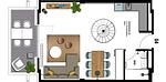 Grundriss - Ferienwohnung mit 1 Schlafzimmer und Balkon (S4) - Top-Hundeurlaub
