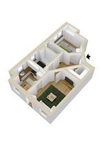 Grundriss - Ferienwohnung 50er Vintage Flair - Top-Hundeurlaub