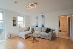 Wohnzimmer - Helle und moderne Ferienwohnung 'Südstrand Apartment' mit Balkon, direkt an der Ostsee - Top-Hundeurlaub