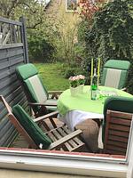 Terrasse - Ferienwohnung für 4 Personen am Borbyer Ufer mit zwei Sonnenterrassen - Top-Hundeurlaub