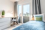 Schlafzimmer - Ferienwohnung Nordseeresort 36b AHOI Schönheit Büsum - Top-Hundeurlaub