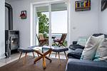 Wohnzimmer - FeWo Hafenliebe - Kamin, Sauna, Meerblick - Top-Hundeurlaub