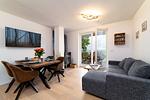 Wohnzimmer - FeWo Sonnenschein -  Kamin, Sauna, Meerblick - Top-Hundeurlaub