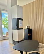 Wohnzimmer - FeWo Fontane - Kamin, Sauna, Meerblick, Badeteich - Top-Hundeurlaub