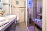 Badezimmer - Ferienhaus Glück unter Reet mit Sauna, Kamin und Terrasse - Top-Hundeurlaub