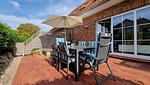 Terrasse - Ferienhaushälfte "Sandbank" Schönberger Strand an der Ostsee - Top-Hundeurlaub