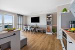 Wohnzimmer - Ferienwohnung LangeBank mit Hafenblick, App. 1, Olpenitz - Top-Hundeurlaub