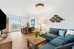 Wohnzimmer - Ferienhaus Kaptains Strandhuus Olpenitz - Top-Hundeurlaub