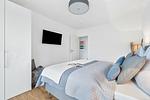 Wohnzimmer - Ferienhaus Kaptains Strandhuus Olpenitz - Top-Hundeurlaub