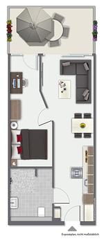 Grundriss Erdgeschoss - Promenadenvilla 03 Wohnung 02 - Top-Hundeurlaub