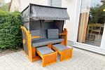 Strandkorb auf Terrasse an Ferienwohnung in Loddin auf Usedom - Ferienwohnung kleine Auszeit - Top-Hundeurlaub