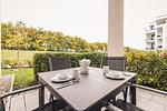 Terrasse mit Blick zum Deich - WE 2 - "Strandrose" - Top-Hundeurlaub
