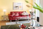 Wohnzimmer - Apartment "Wikinger Exklusiv" mit Haffblick und Kamin - Top-Hundeurlaub
