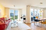 Wohnzimmer - Apartment "Wikinger Exklusiv" mit Haffblick und Kamin - Top-Hundeurlaub